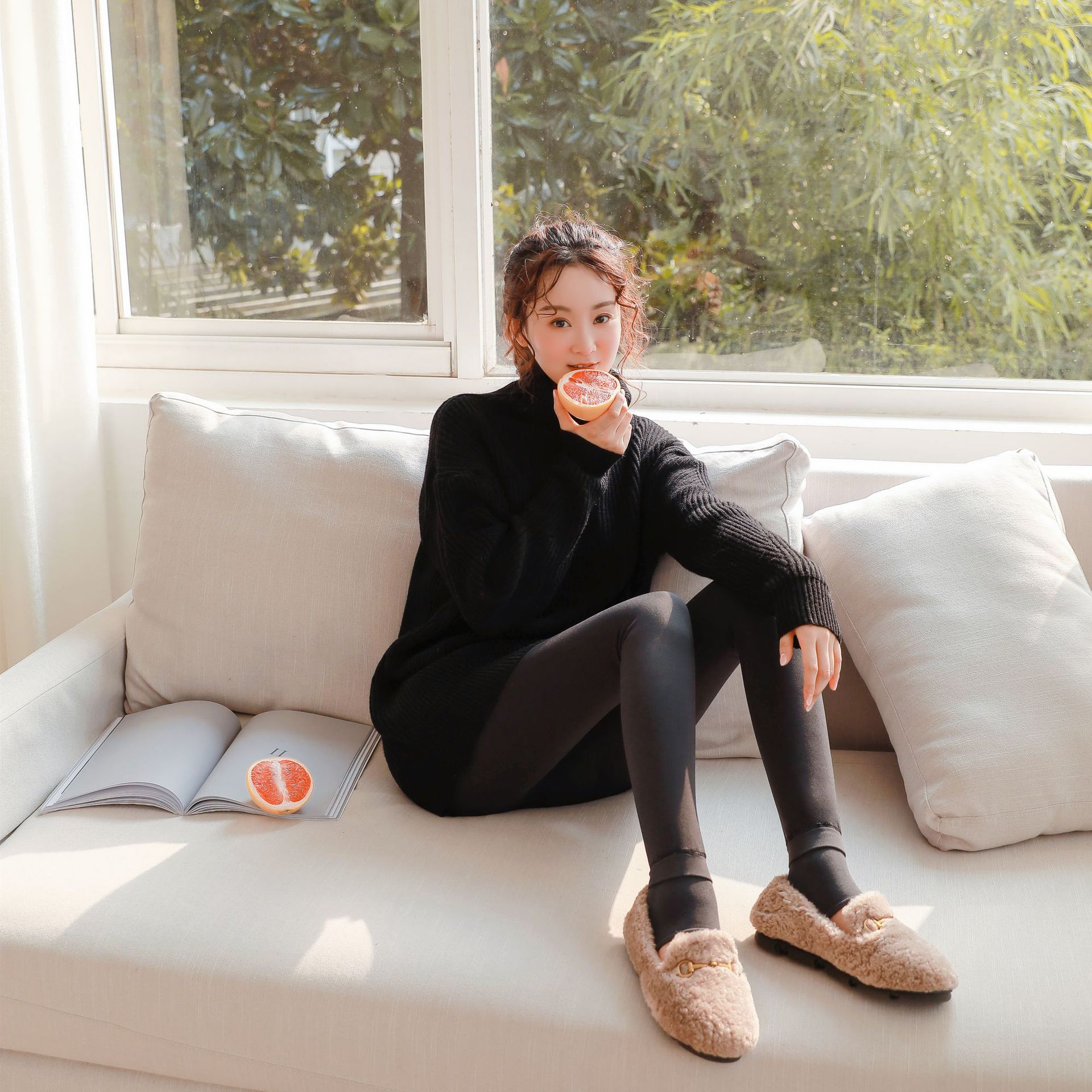 珍珠绒秋冬加绒打底裤女踩脚显瘦外穿无缝韩版修身保暖肤色一体裤