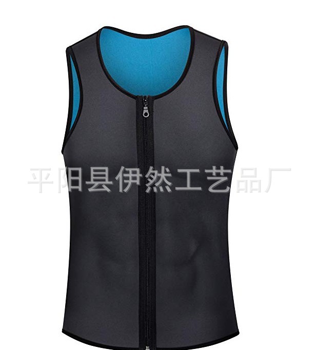European and American Large Size Belly and Waist Shaping Men's Zipper Vest Corset Burst into Sweat Workout Clothes Neoprene Corset