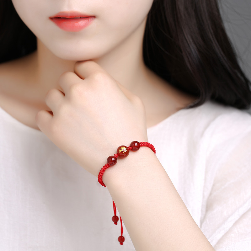 Wholesale Luminous Beads Twelve Zodiac Red Rope Bracelet Hand-Woven Agate Men and Women Couple Lucky Bracelet