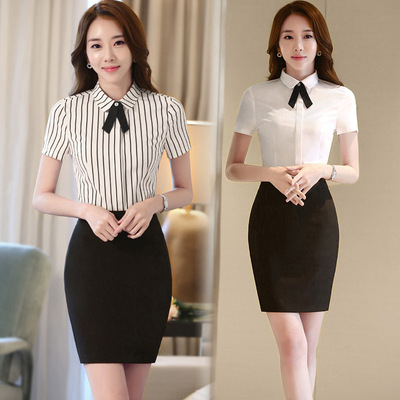 导购员工作服女商场气质休闲职业套装夏2019新款韩版时尚套裙正装
