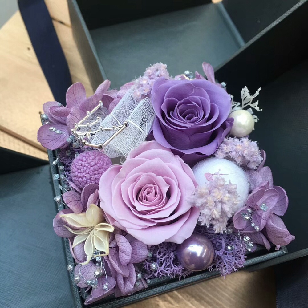 母情节礼物方形礼盒永生花饰品玫瑰花保鲜花花束手工diy饰品