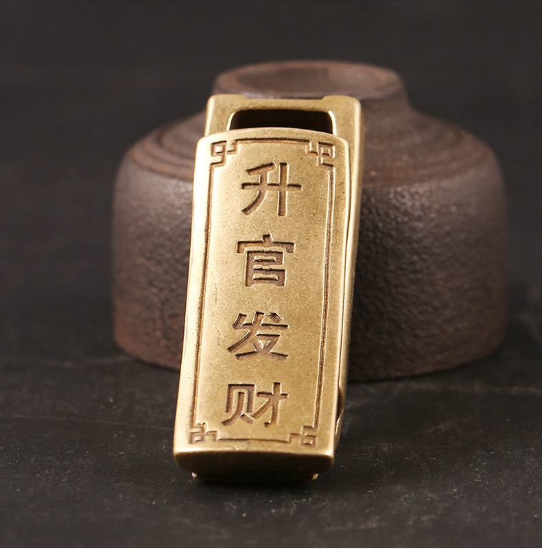 手工黄铜摆件工艺品雕刻升官发财复古棺材摆件迷你手把件地摊爆款