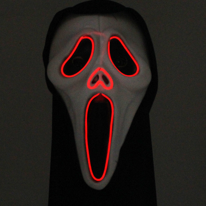新款万圣节恐怖面具ghost发光幽灵酒吧舞会道具乳胶头套骷髅头
