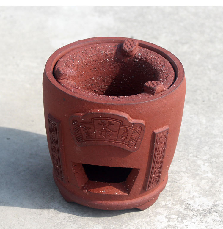 潮州红泥炭炉煮茶老式茶炉功夫茶炉风炉小火炉家用茶具手工对联炉