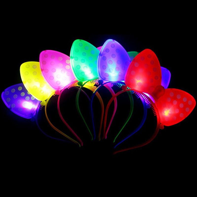发光发箍发亮牛角 鹿角蝴蝶皇冠头箍 闪光兔耳朵夜光荧光头饰地推