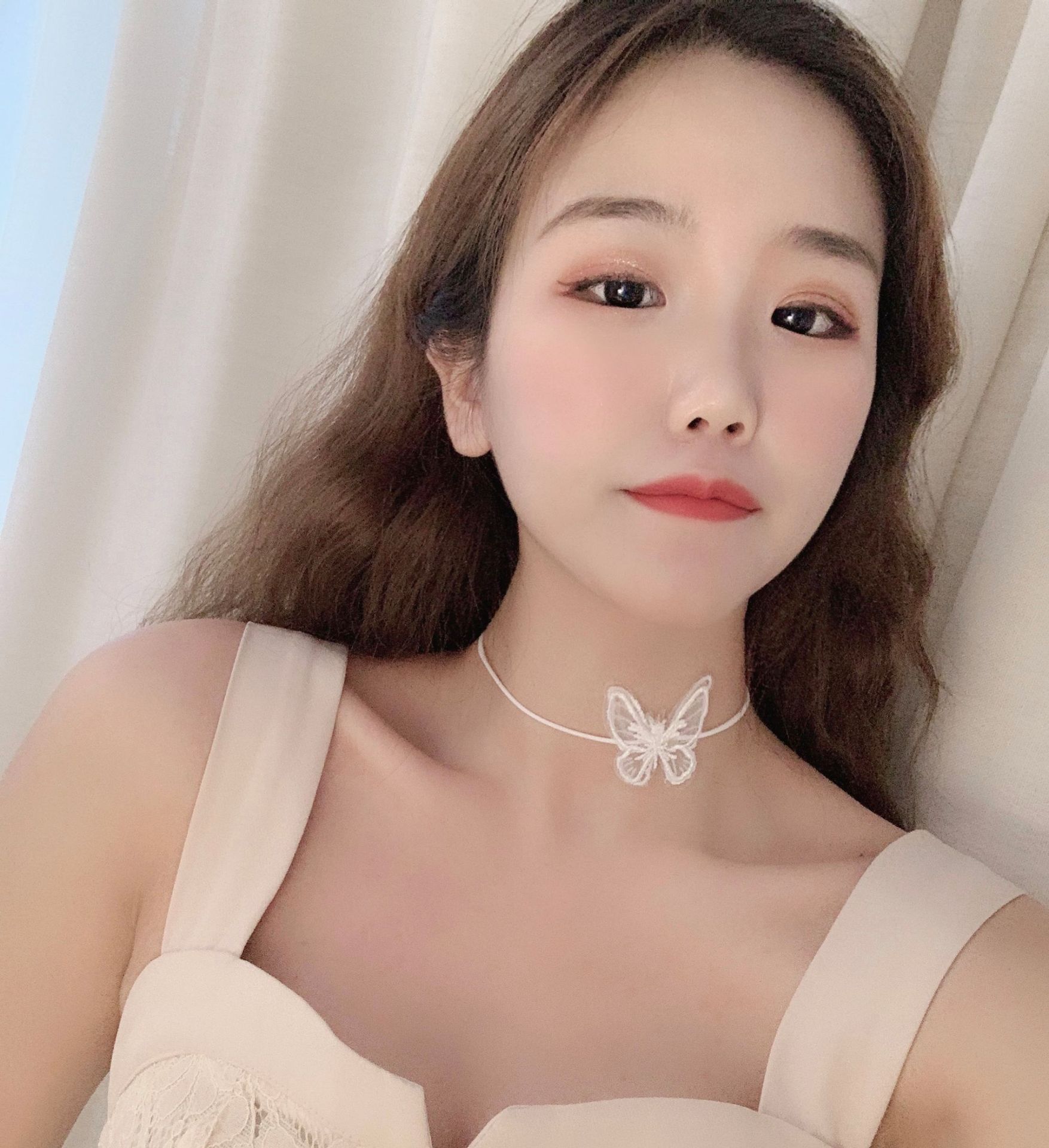 日韩性感少女心薄纱蝴蝶皮绳choker项圈短款项链锁骨链女脖子饰品