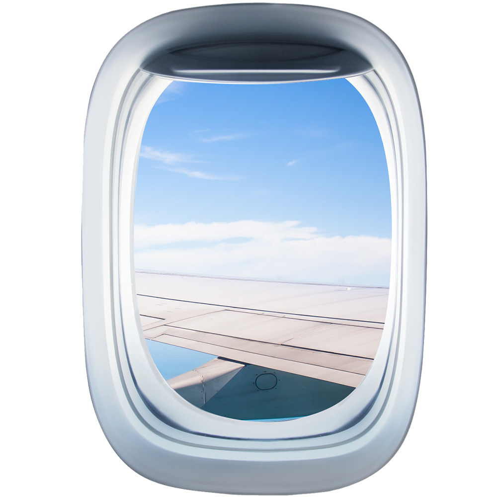 ew031三张组合仿真飞机窗船舷立体可移除墙贴假窗户客厅贴画贴纸