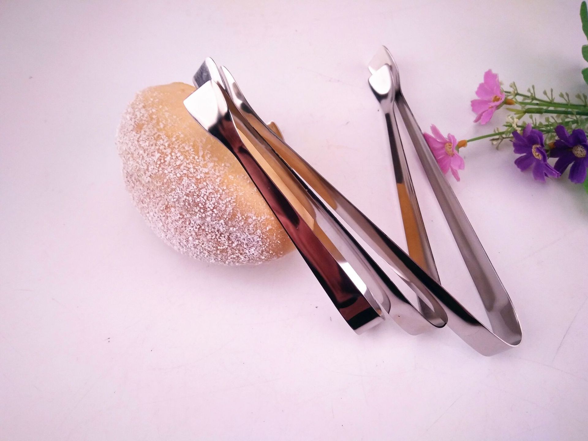 厂家直销不锈钢食品夹小糖夹方口小夹子糖块夹冰夹多尺寸冰糖夹