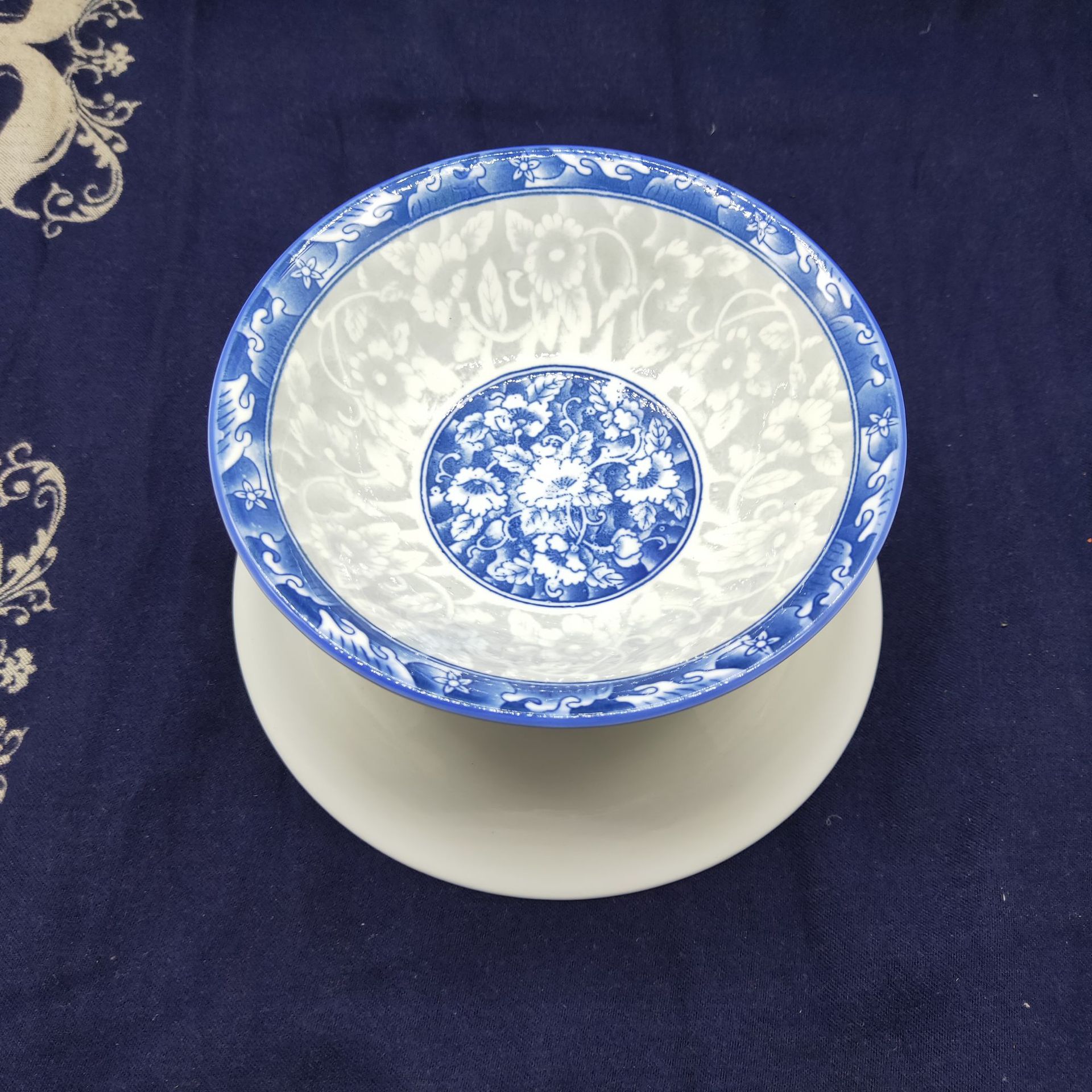 8寸青花斗碗陶瓷碗,酒店厨房餐具,日用瓷陶瓷碗青花系列批发