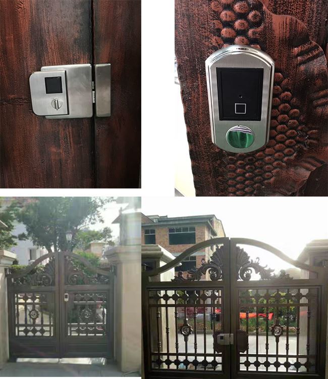 厂家直销不锈钢别墅铁艺门专用户外防水免布线遥控刷卡指纹电控锁
