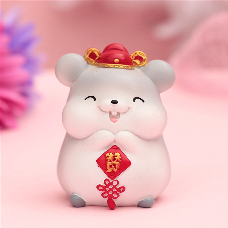 老鼠摆件创意桌面家居装饰品小动物树脂可爱卡通发财生肖鼠年礼物