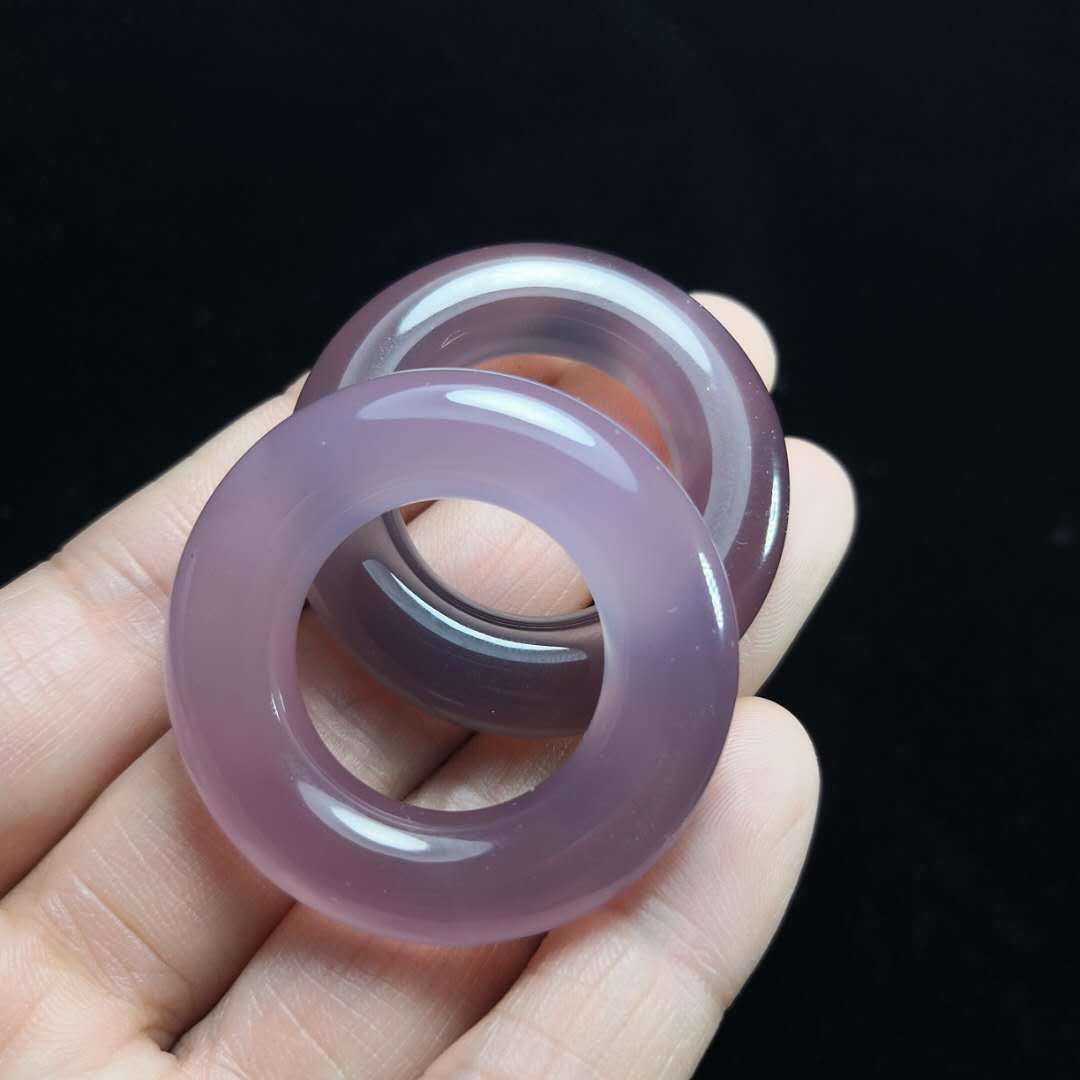 手工diy禁步汉服配饰玉环挂件包挂 情侣款冰润帝王紫玉髓玛瑙环