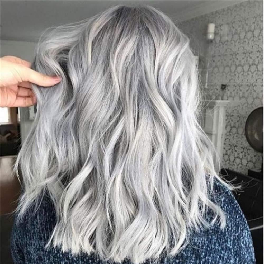 欧美时尚女假发偏分泡面卷渐变漂染奶奶灰短卷发跨境热卖款wish