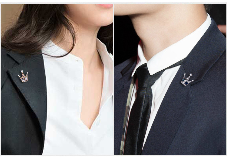 韩版镶钻水晶时尚领口翻领配饰小皇冠领针饰品 西服胸针