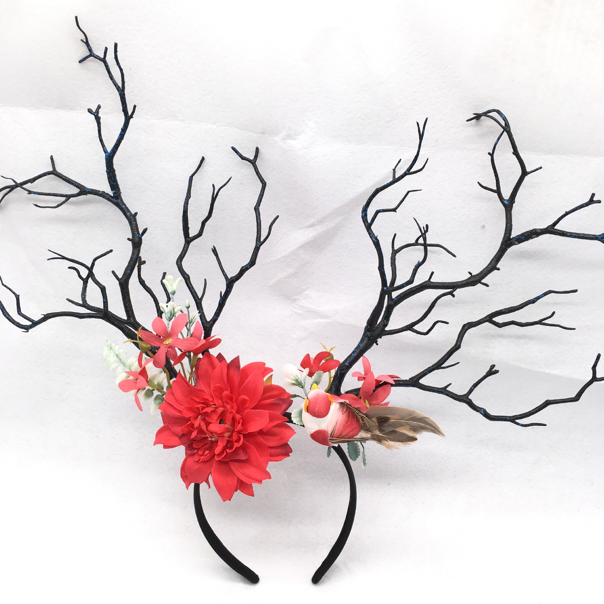 欧美热销花朵鹿角发箍夸张森系树枝发饰圣诞节舞头饰批发