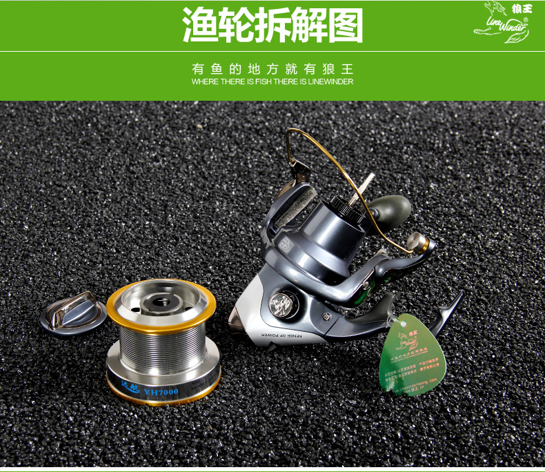狼王渔轮 远航纺车轮7000 9000远投轮锚渔轮鱼线轮钓轮海竿轮渔具