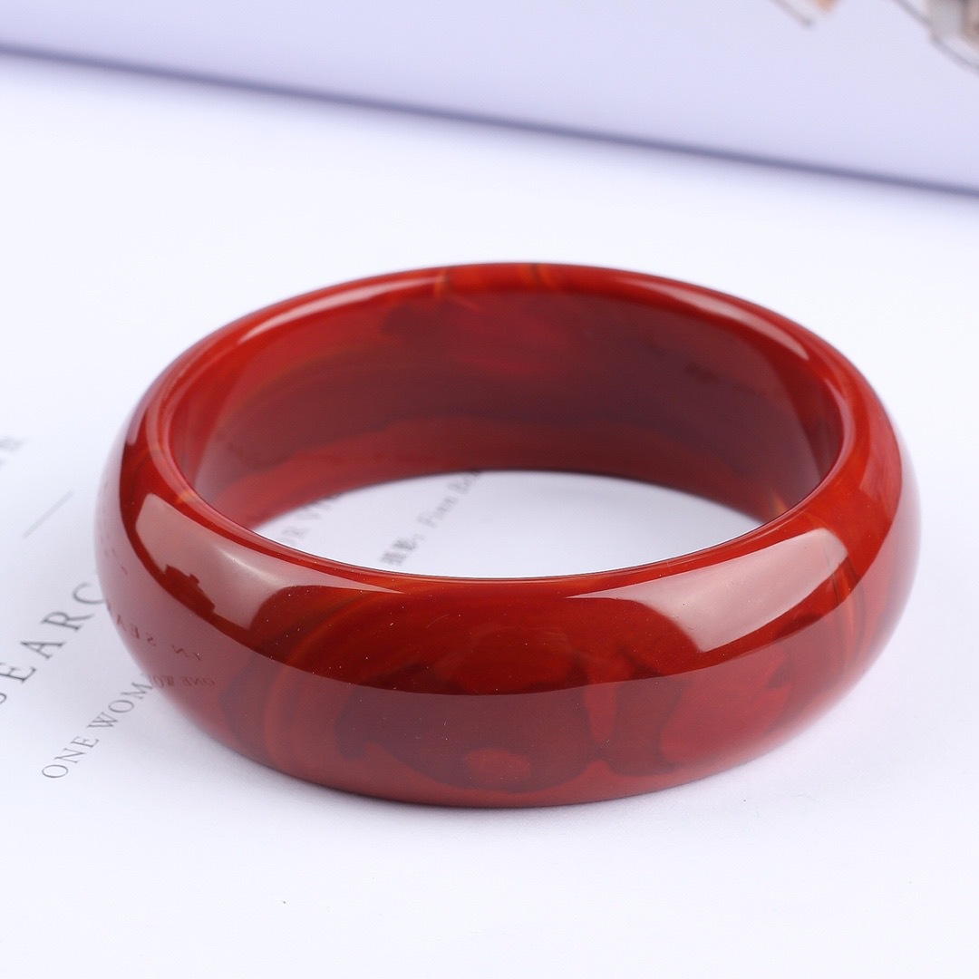 特价清仓不退换cs纯天然南红玛瑙柿子红满色满肉颜色红润无胶手镯tzw