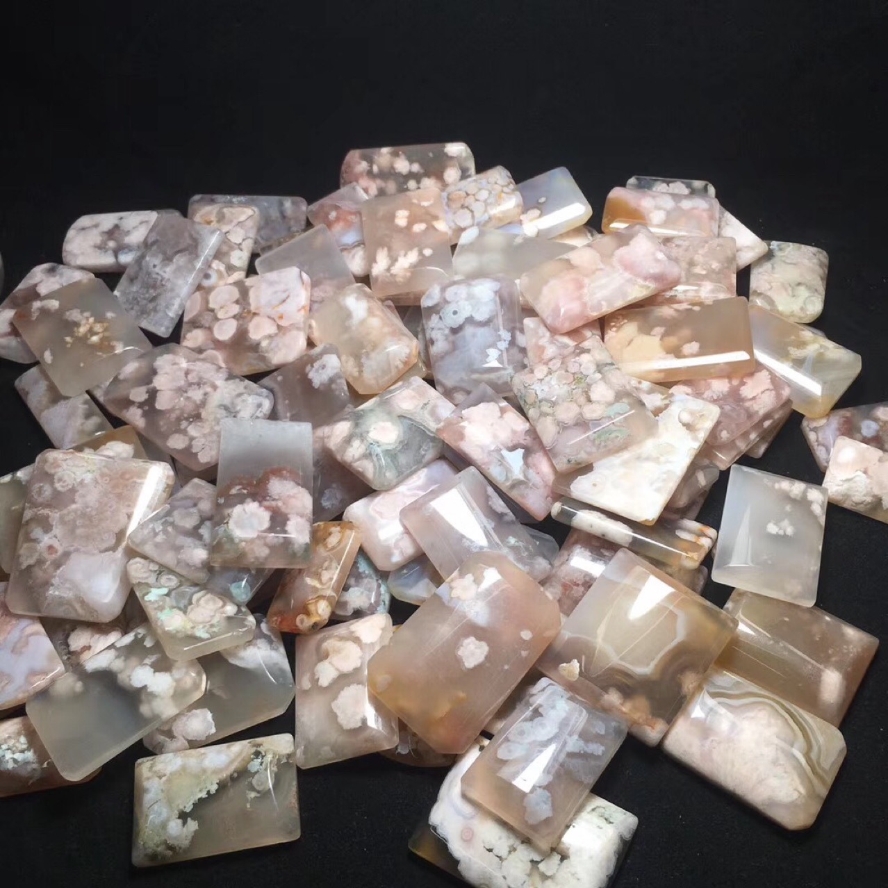 樱花玛瑙方牌吊坠 爆米花牛血红果冻色菜园子立体樱花无事牌