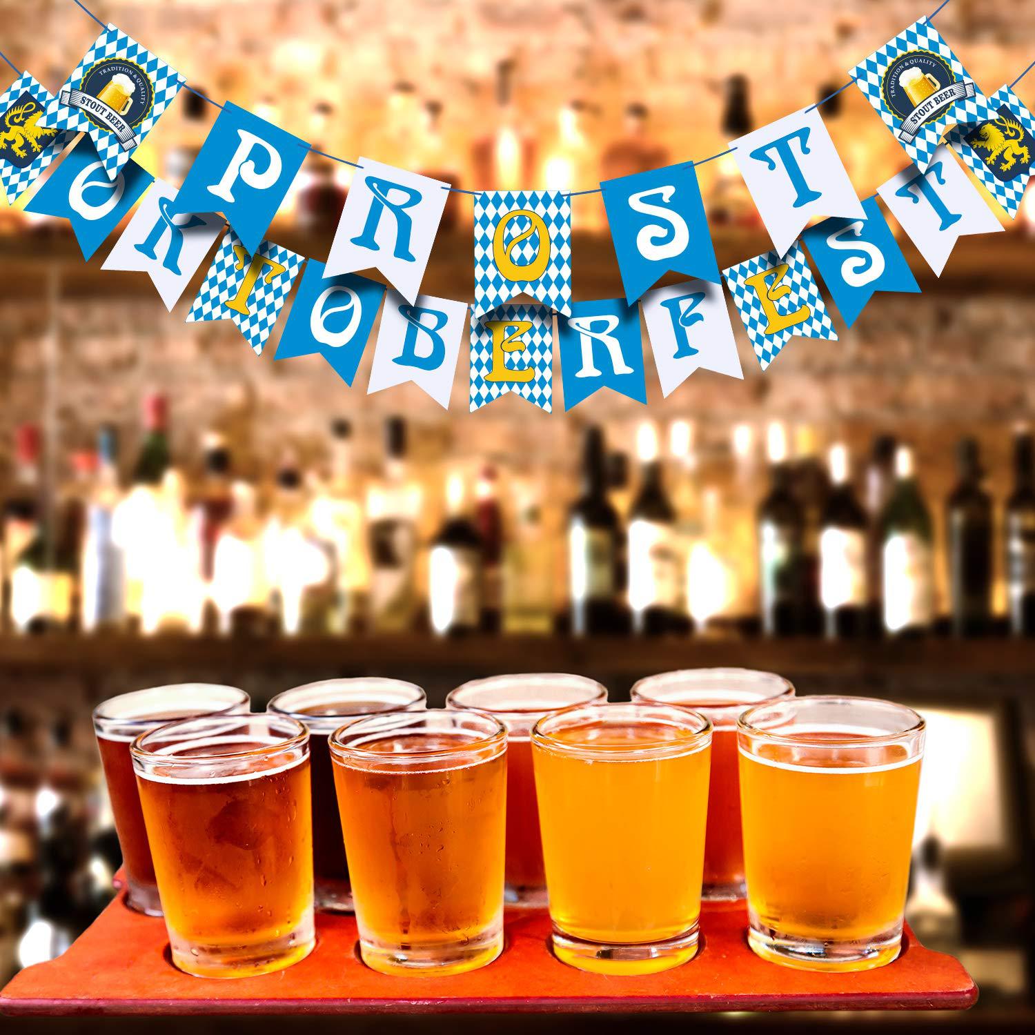 德国慕尼黑啤酒节装饰横幅旗帜旗子串旗拉旗门挂蓝白格子吊旗跨境