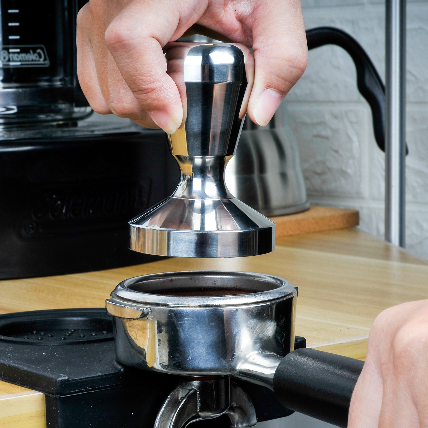 压粉器 不锈钢一体成型意式机填压器专业压粉锤半自动咖啡机 58mm