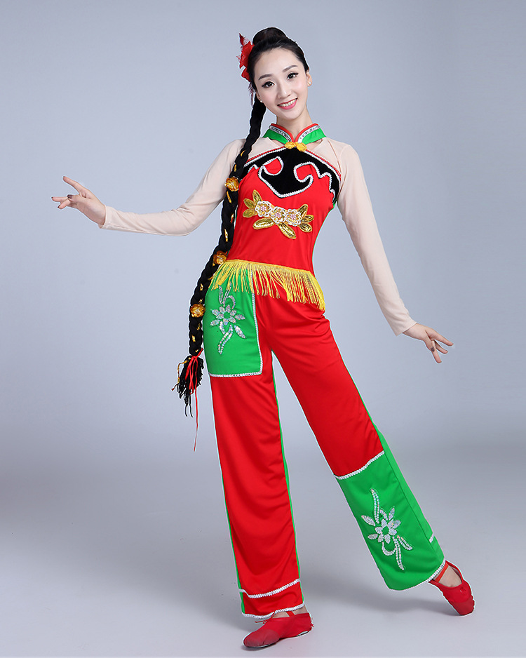 陕北民族风山丹丹开花红艳艳新款秧歌服女装舞蹈演出服装舞台服饰