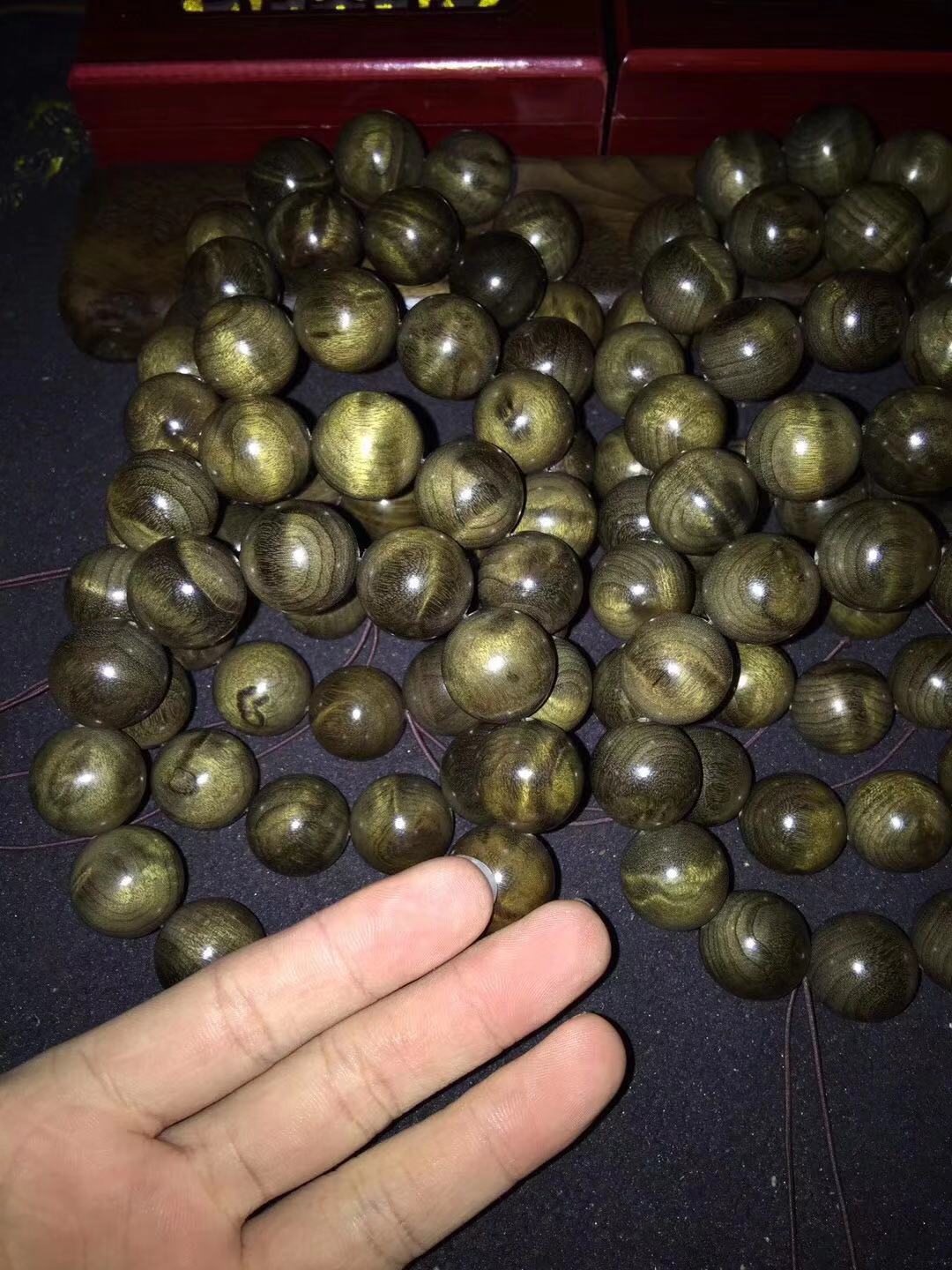 四川乌木绿料阴沉木手串2.0小水波佛珠 男女款念珠手链 厂家批发