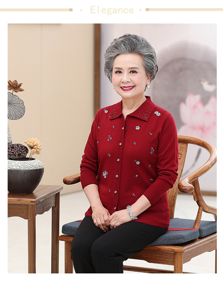 中老年人春装女妈妈薄款外套老人春秋季上衣服奶奶装太太针织开衫
