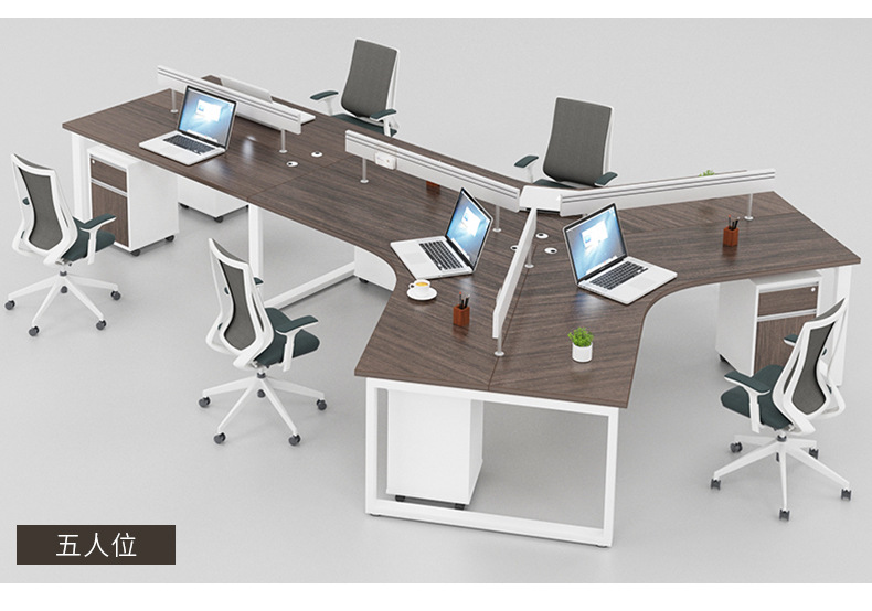 杭州办公家具简约现代异形职员桌椅组合3人位员工电脑桌创意卡位