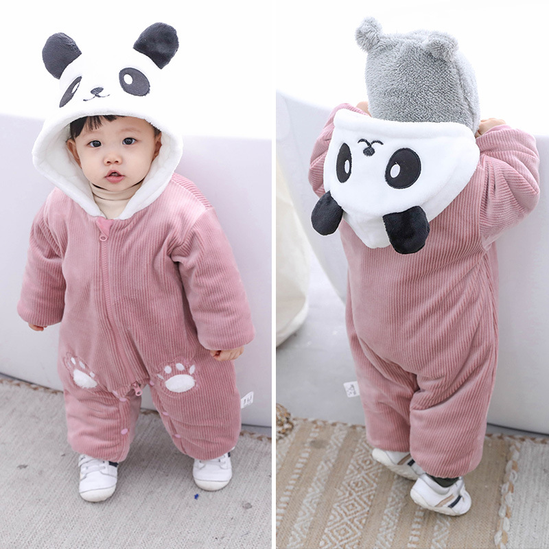 Newborn Baby Winter Panda Baby Jumpsuit Autumn and Winter Thickened Newborn Rompers Baby Jumpsuit
