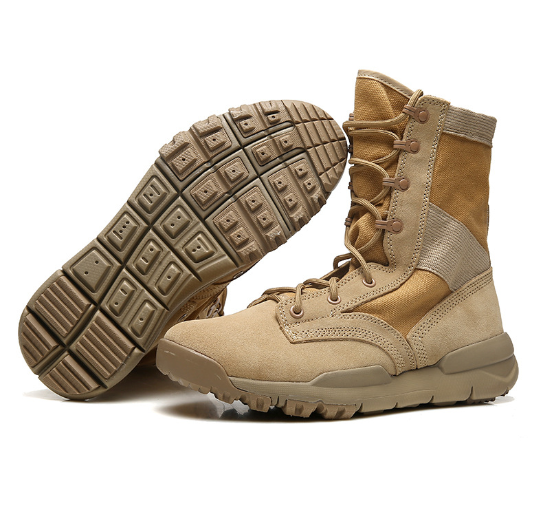 新款高腰作训鞋户外战术军靴透气高帮棕色轻沙漠作战靴情侣