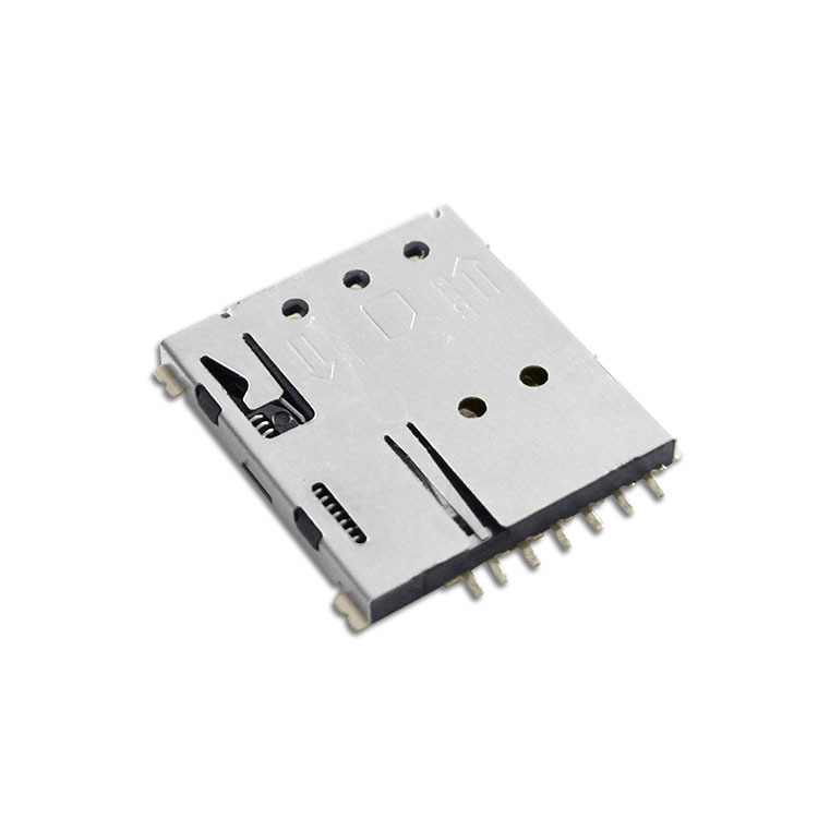 厂家nano sim卡座自弹式6 1p 优质nano卡座带cd脚 sim卡座防溃pin