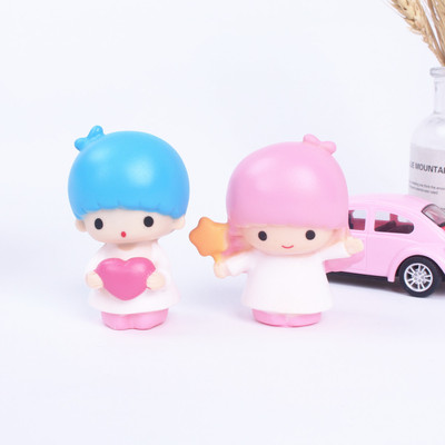 卡通星座双子星娃娃 烘焙蛋糕装饰摆件 创意甜品双子车载模型公仔
