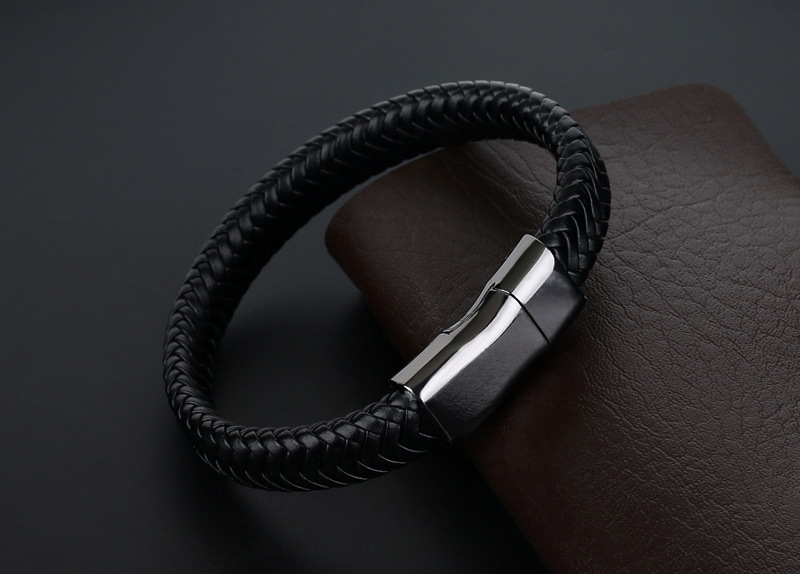 新款皮革锌合金手链,欧美时尚达人,朋克饰品手链速卖通手链