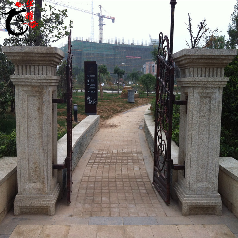 石雕石材大门柱庭院别墅门口石头方形柱大理石花岗岩门庭欧式柱子