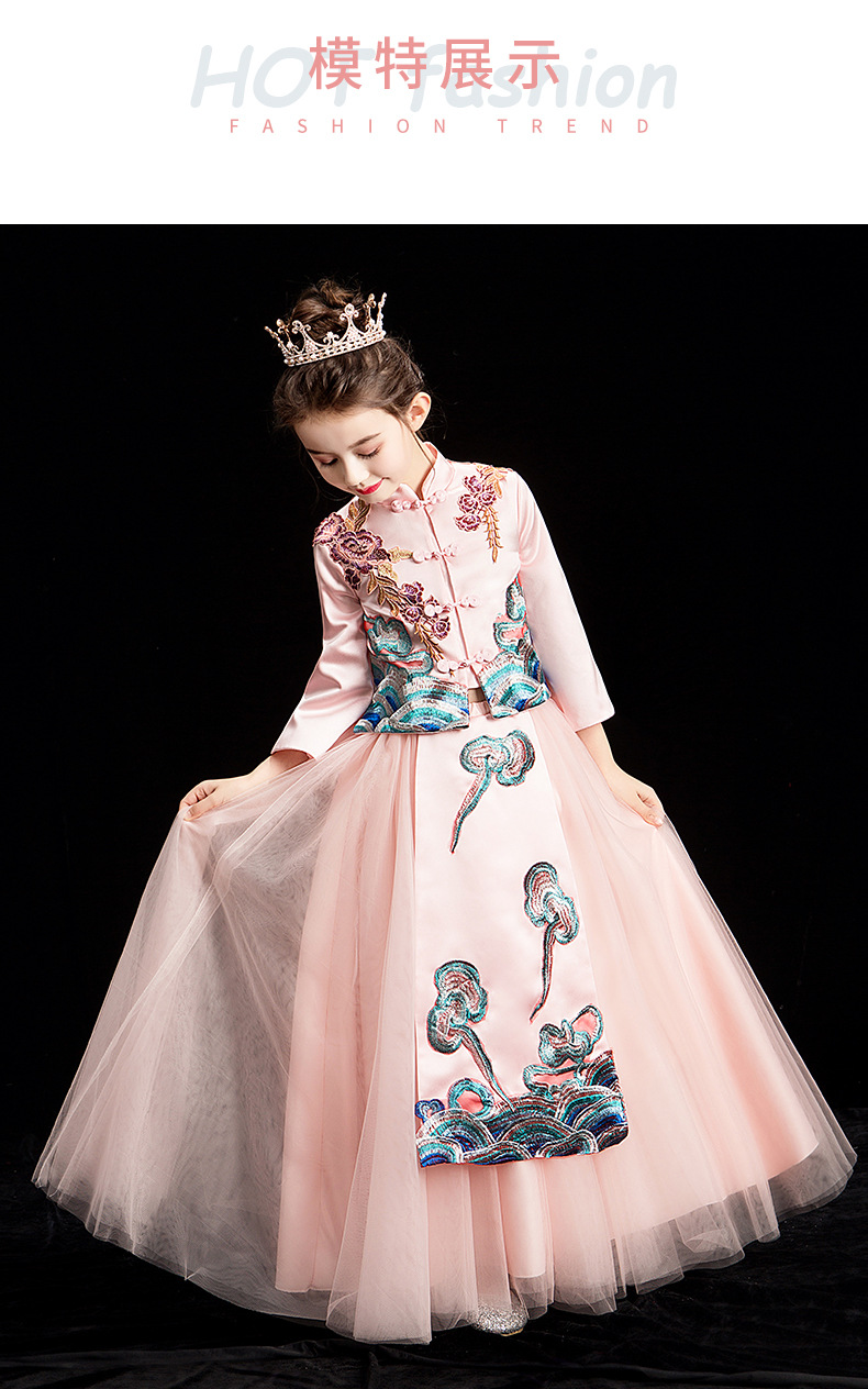 女童旗袍儿童礼服中国风唐装秀禾服小女孩加棉汉服古筝演出服