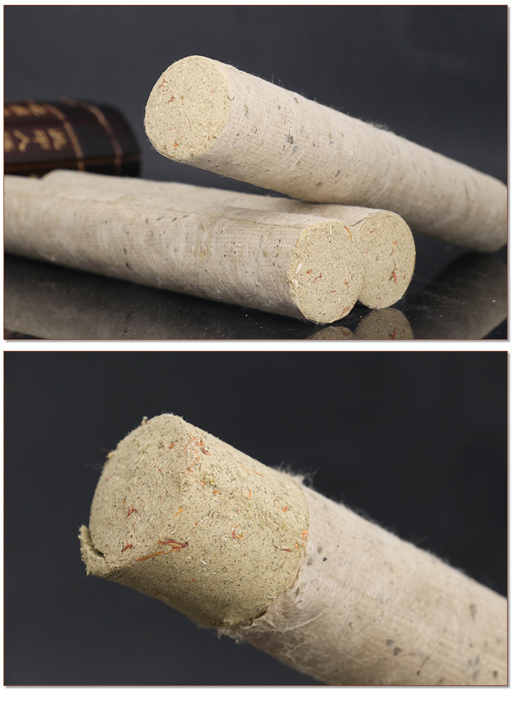 3cm桑皮纸粗艾条加红花陈年艾绒手工艾灸条艾柱批发家用艾草柱