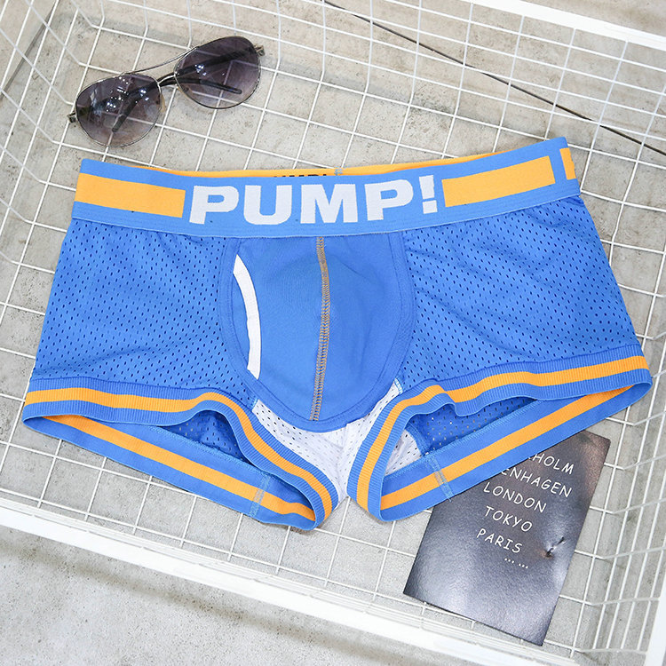 一件起批 pump!炫彩男士网孔布平角运动内裤 q弹透气速干不沾身