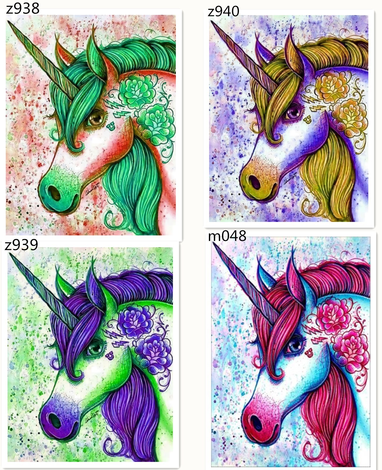 外贸款diy钻石画独角兽点钻十字绣卧室装饰画 速卖通 亚马逊爆款