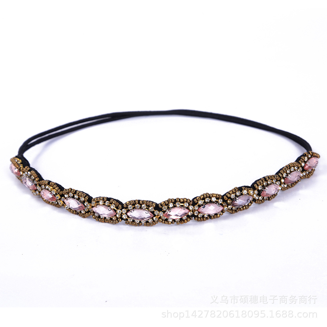 European and American Stylish Hair Accessories Beaded Sewing Bead Hairband Headband Cross-Border E-Commerce in Stock for a Long Time