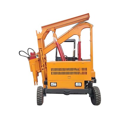 小型护栏打桩机厂家 小四轮波形拦打桩机 护栏打拔一体机