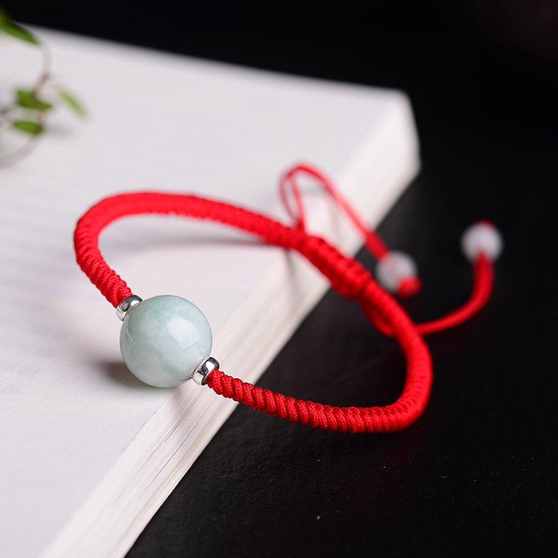 翡翠转运珠路路通红绳手链情侣款红手绳男女本命年辟邪护身旺姻缘