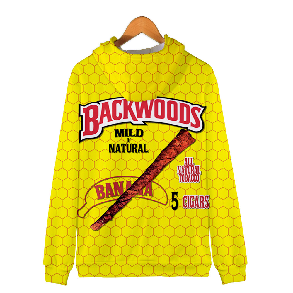 跨境新品新品 backwoods 雪茄 3d数码印花个性拉链带帽卫衣代发