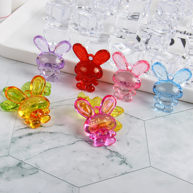 供应亚克力仿水晶珠动物卡通兔子 儿童游乐园玩具散珠diy手工串珠