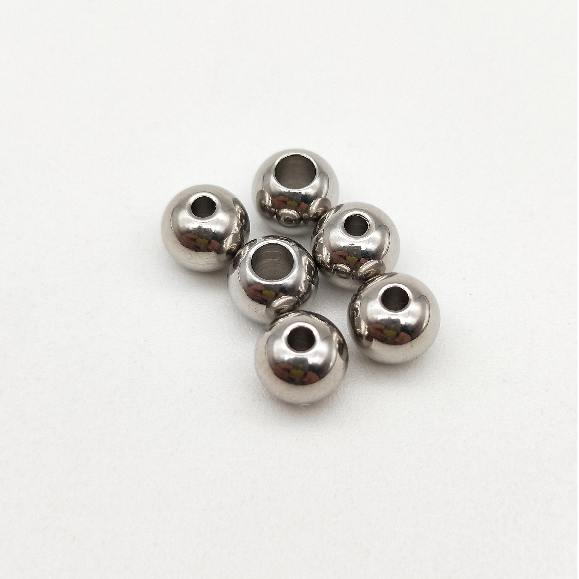 厂家直销 不锈钢通孔珠 钻孔珠 钢珠钻孔 打孔珠米珠散珠珠子批发