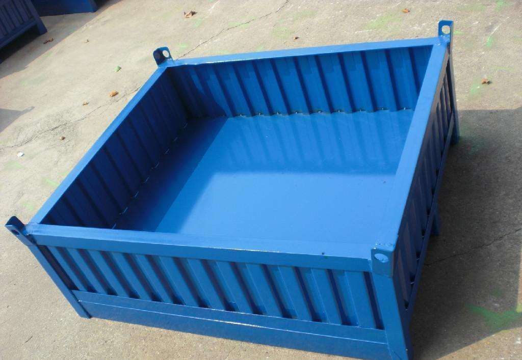 无锡堆垛铁箱铁销箱钢板箱重型可堆式车间物料周转箱金属废料箱