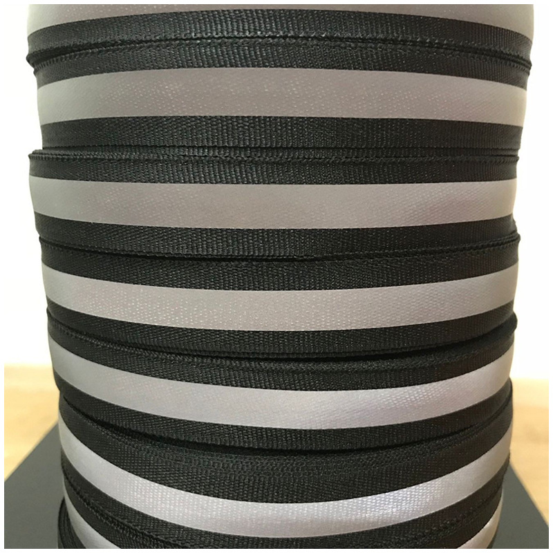 黑灰色反光织带 反光衣面料 服装反光布条 户外反光布 背包反光带