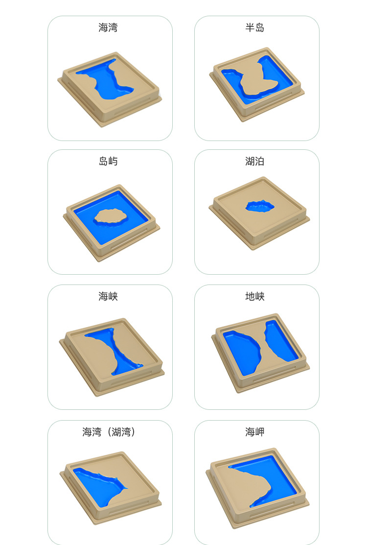 蒙氏教具国际版地形模蒙氏正品科学文化教具水陆认知地形地理早教