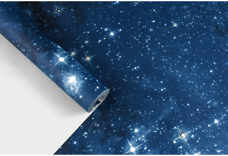 外太空星球宇宙星空行星壁纸天花板贴顶墙纸儿童房蓝色主题房壁纸