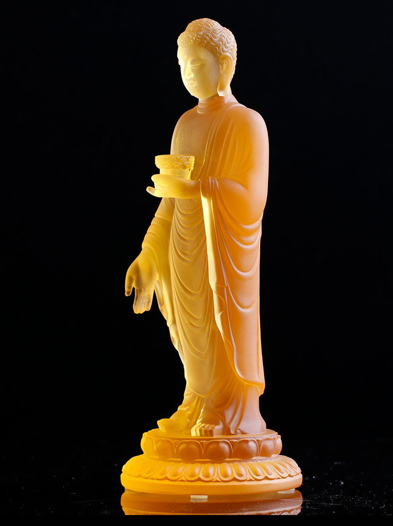 琉璃阿弥陀佛佛像佛堂佛教寺庙供奉站立站像佛像摆件