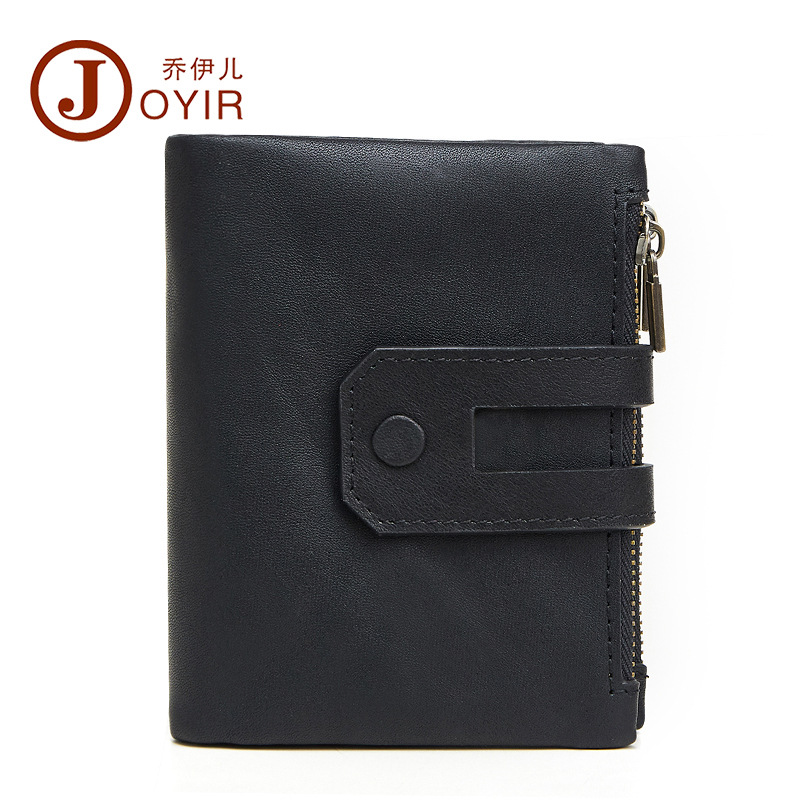Men's Wallet RFID Genuine Leather Wallet Casual Fashion Double Zipper Multiple Card Slots Vintage Clutch Coin Purse Men